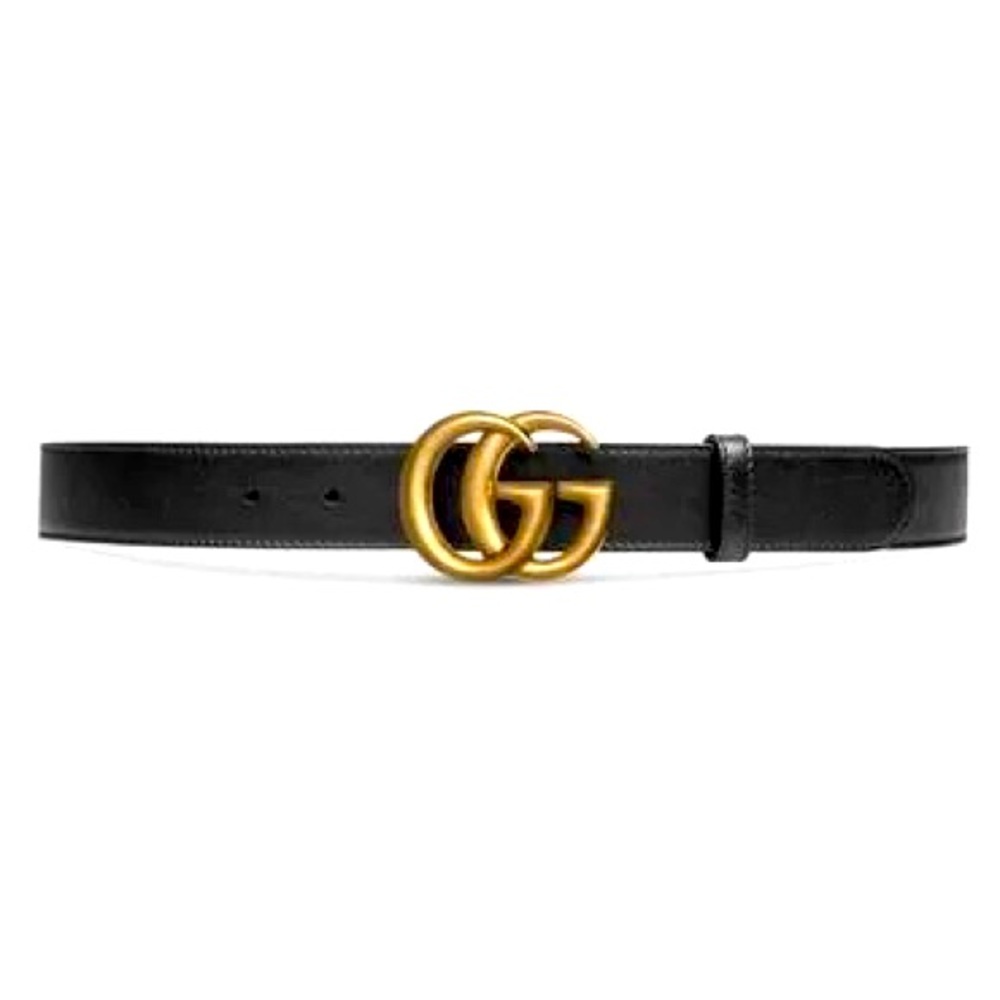 Black leather GG belt